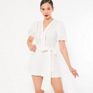 beautiful off white crochet detail fashion romper